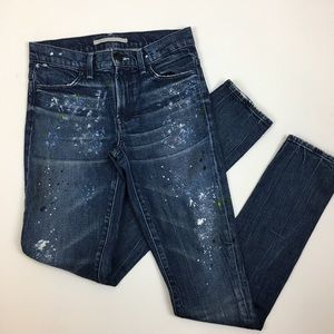 Vince paint splattered distressed skinny jeans